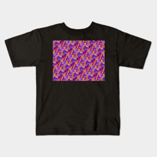 Hand Painted Purple, Pink and Orange Abstract Curves Pattern Kids T-Shirt